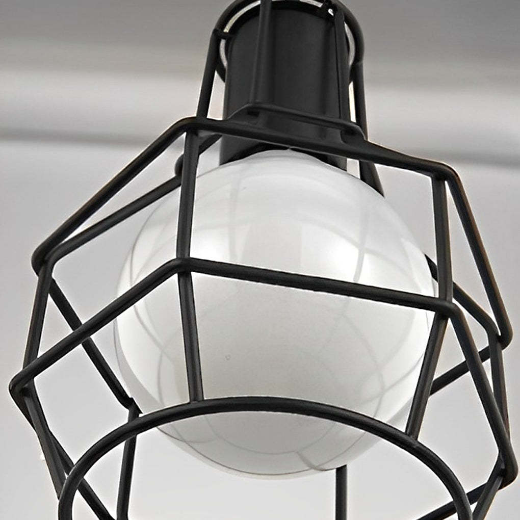 Retro Metal Lantern Cage Industrial Chandelier with Switch