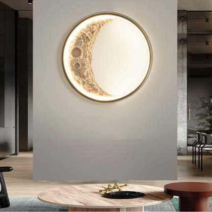 Round Resin Moon Crescent LED Hardwired Outdoor Wall Light-Lighom