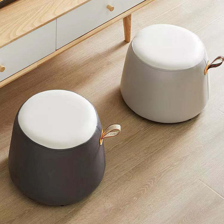 Contemporary Cylinder Fabric Pouf Stool