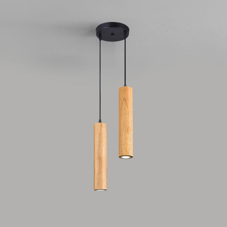 Minimalist Wood Cylinder LED Pendant Light