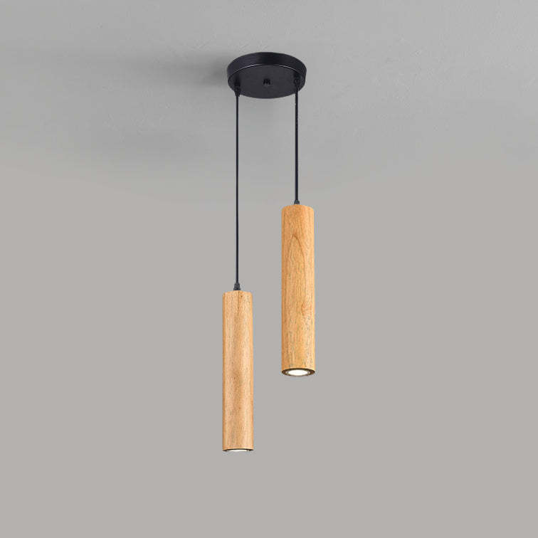 Minimalist Wood Cylinder LED Pendant Light