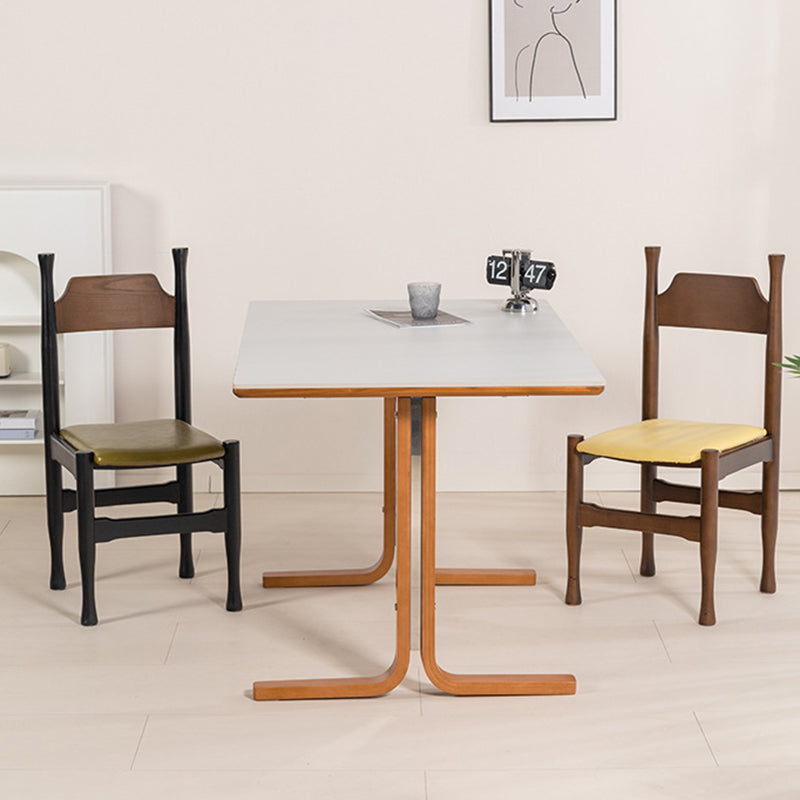 Retro Curved Leg Slate Wood Iron Dining Table