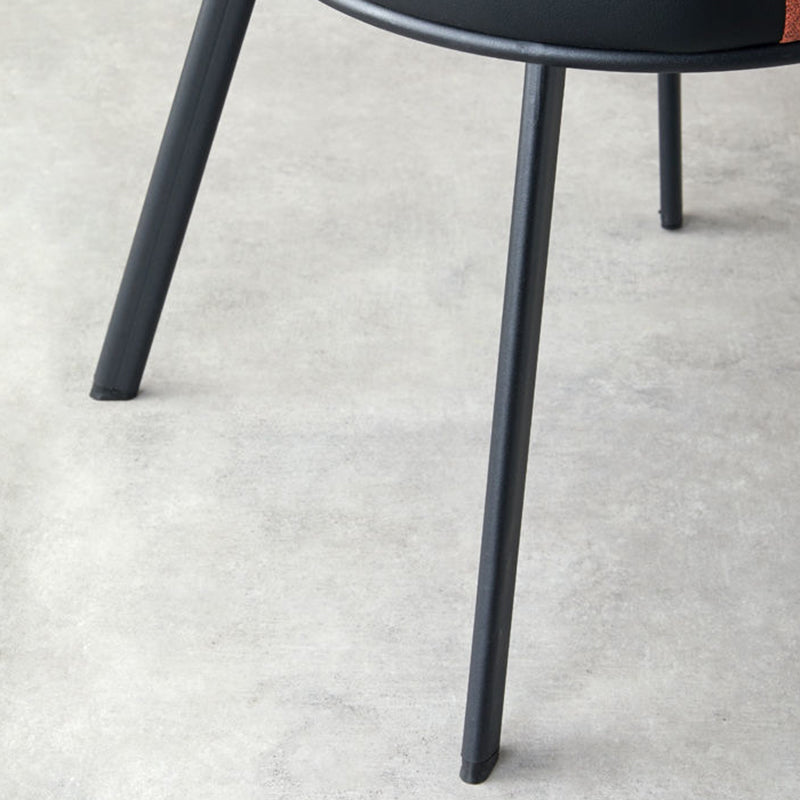 Scandinavian Round Leather Steel Dining Chair