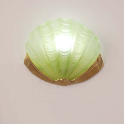 Art Deco Shell Brass Glass Wall Sconce