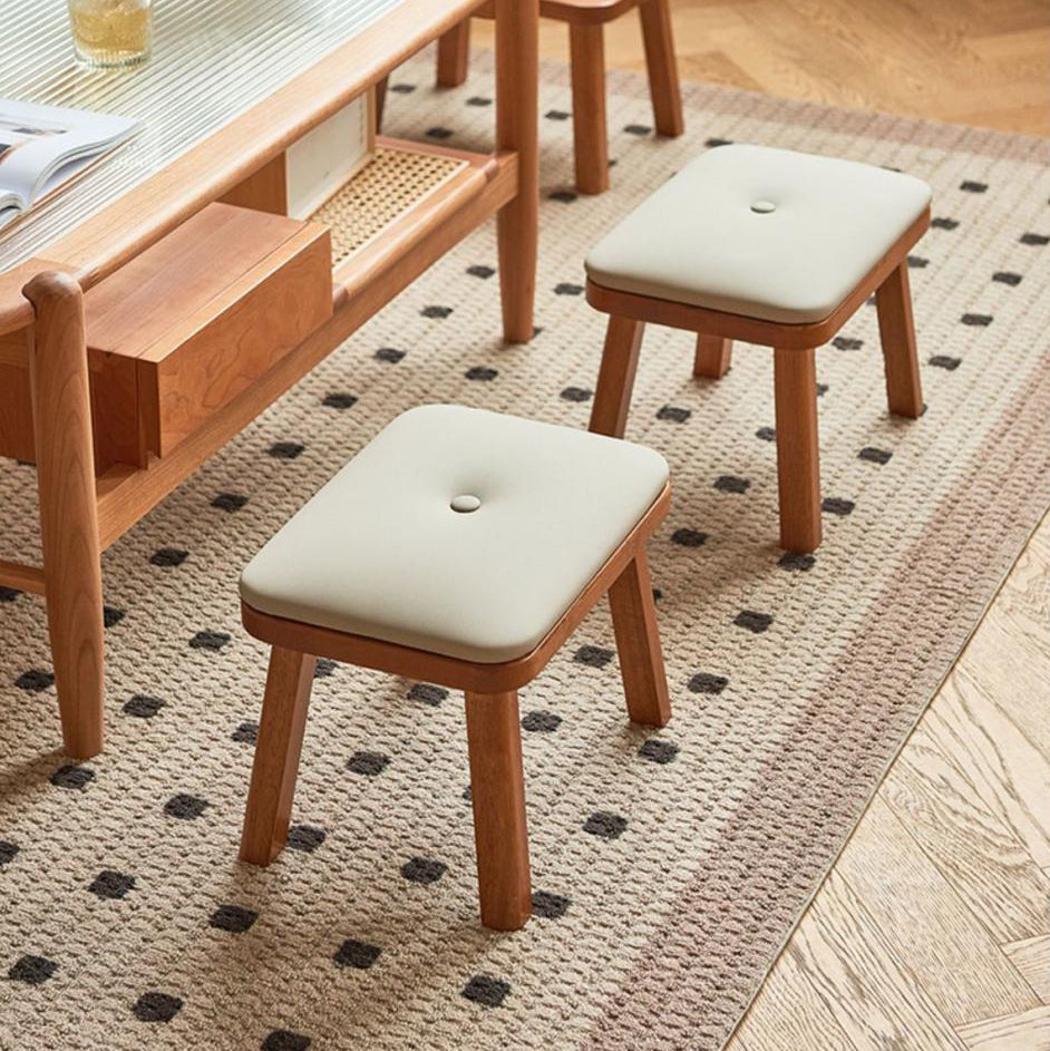 Minimalist PU Leather Solid Wood Chair — Black + Walnut Color