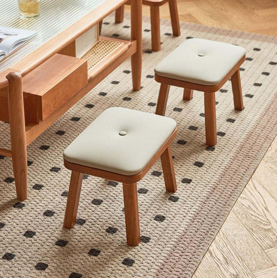 Minimalist PU Leather Solid Wood Chair — Black + Walnut Color