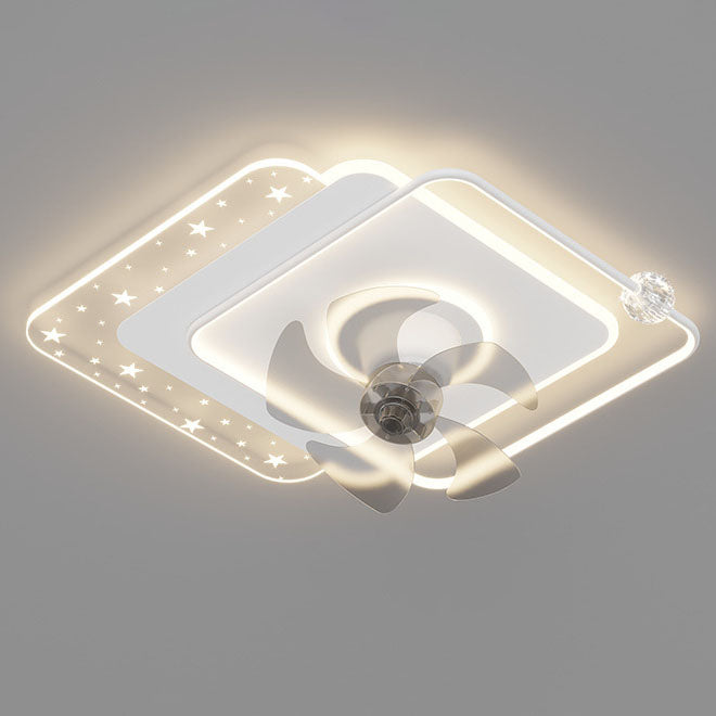 Contemporary Iron Acrylic Round LED Semi-Flush Fan Light