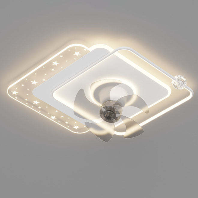 Contemporary Iron Acrylic Round LED Semi-Flush Fan Light