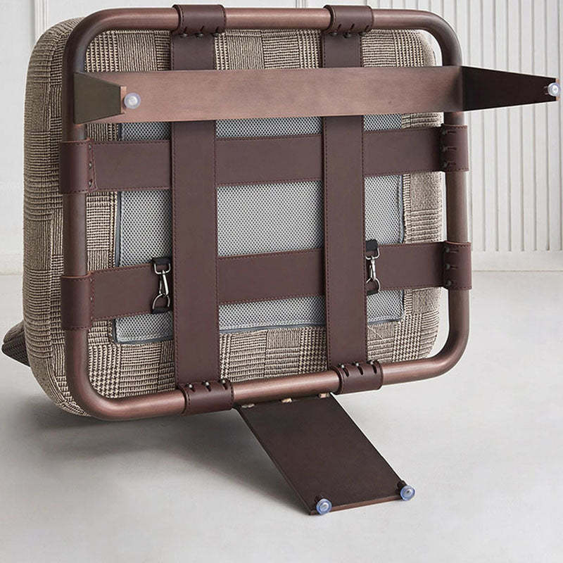 Modern Saddle Leather Steel Accent Chair