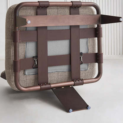 Modern Saddle Leather Steel Accent Chair