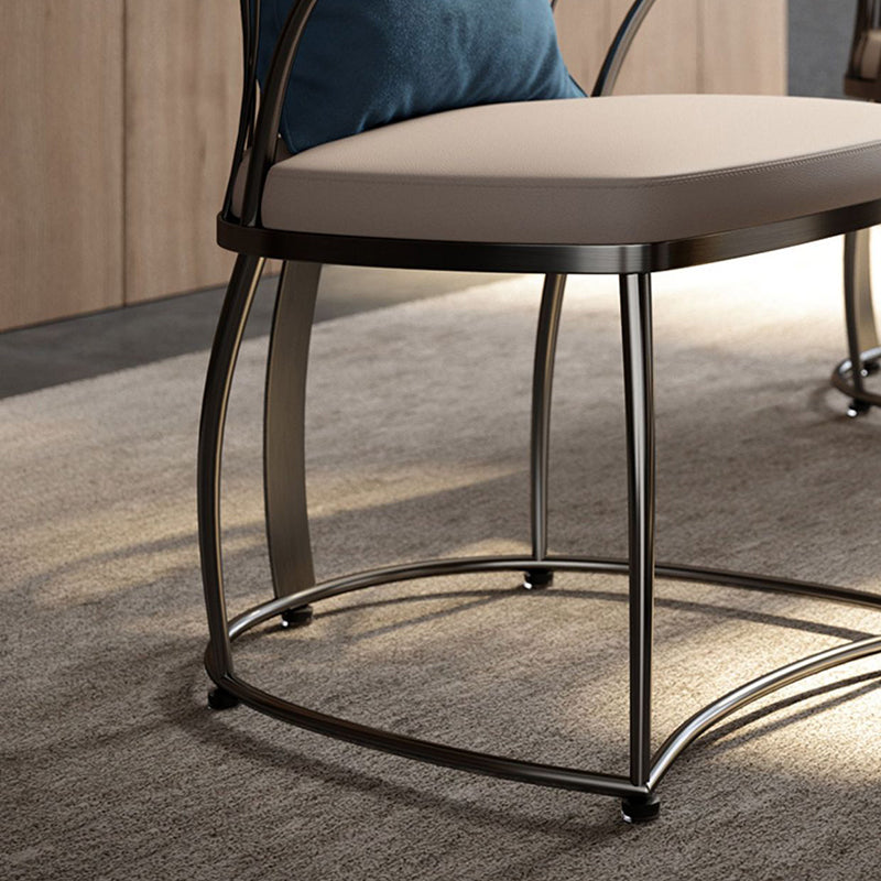 Contemporary Curved Steel Leather Chair