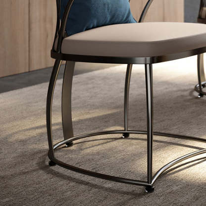 Contemporary Curved Steel Leather Chair
