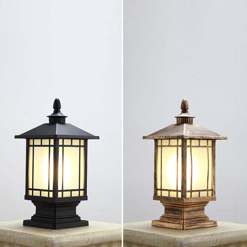 Chinese Frosted Aluminum Cage Post Landscape Light