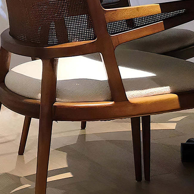 Chinese Woven Leather Wood Dining Chair