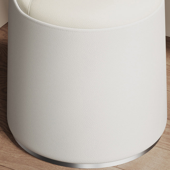 Modern Leather Wood Cylinder Vanity Stool