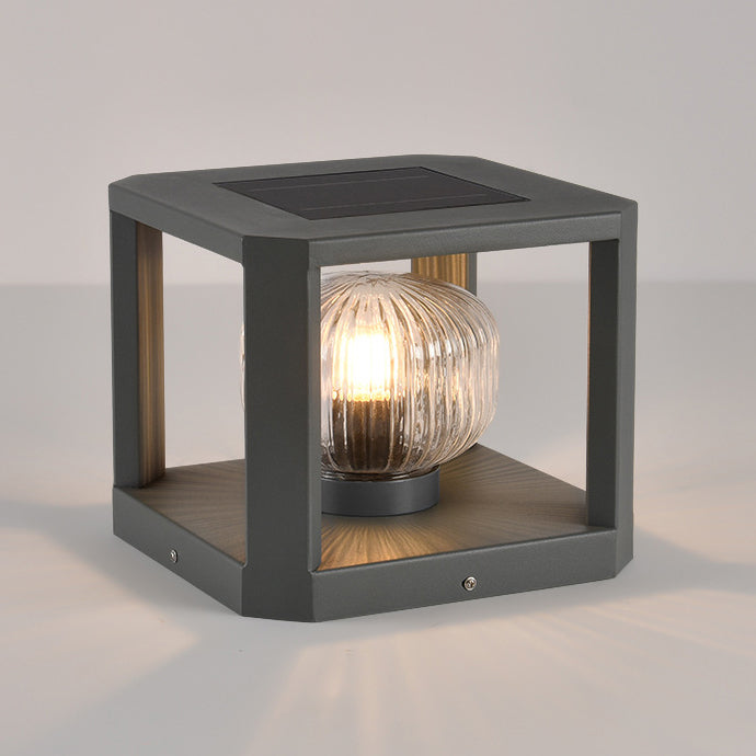 Modern Solar Stainless Steel Glass Cube Ball Landscape Light
