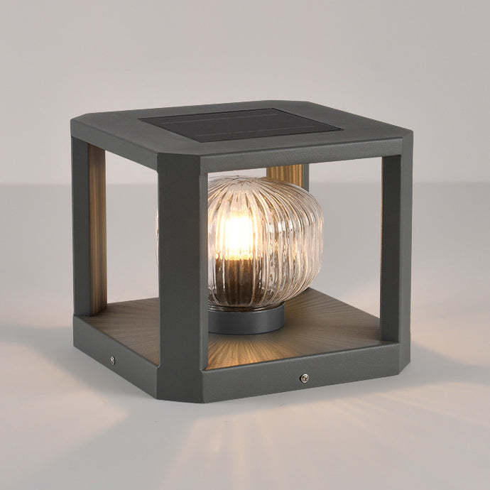 Modern Solar Stainless Steel Glass Cube Ball Landscape Light