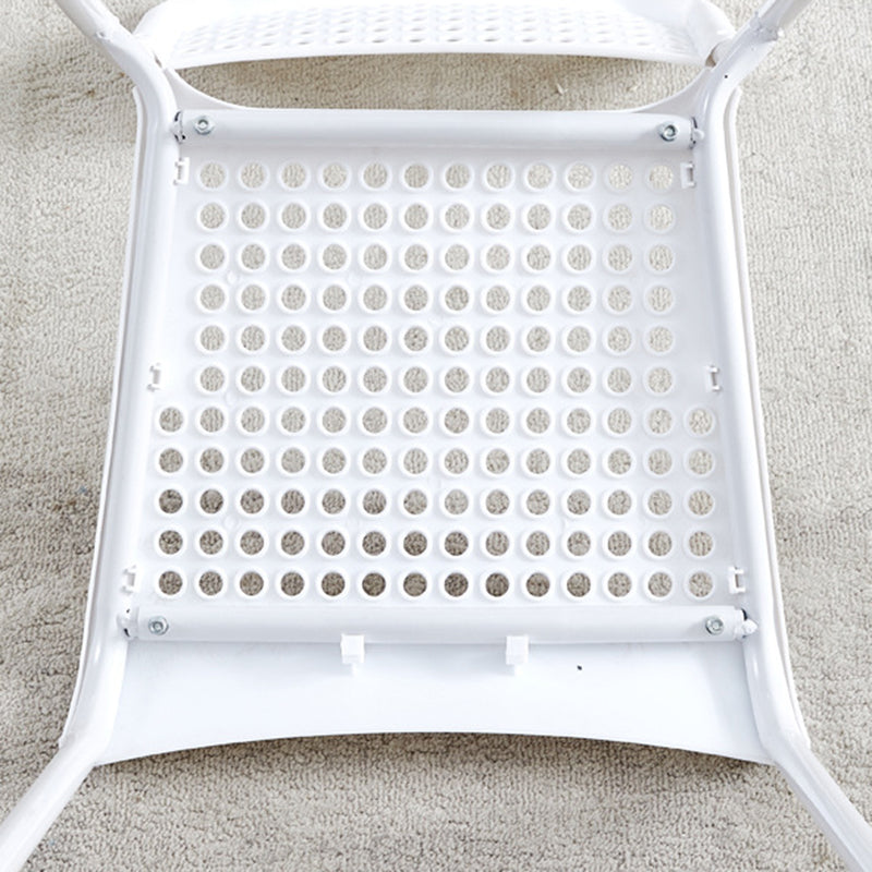Minimalist Plastic Iron Perforated Dining Chair — Red
