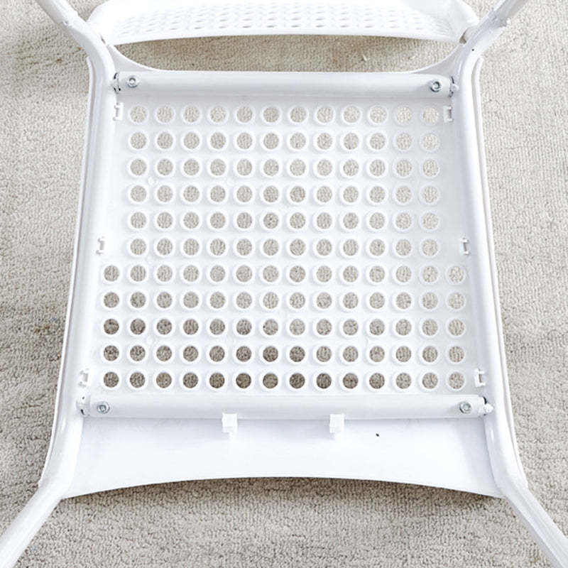 Minimalist Plastic Iron Perforated Dining Chair — Red