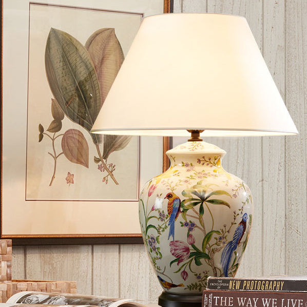 Retro Ceramic Flower Bird Table Lamp — Dimmer / 220V-240V For UK/AU