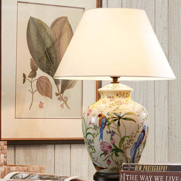 Retro Ceramic Flower Bird Table Lamp — Dimmer / 220V-240V For UK/AU