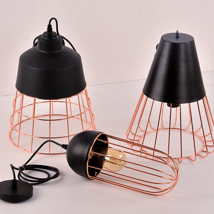 Nordic Iron Geometric Cage Pendant Light