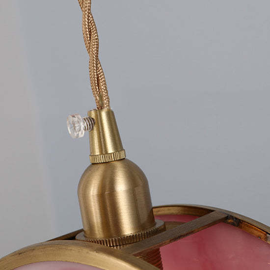 Japanese Vintage Drum Glass Brass Pendant Light — 220V-240V For UK/AU / Blue