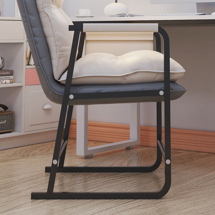 Minimalist Rectangular Leather Steel Armchair