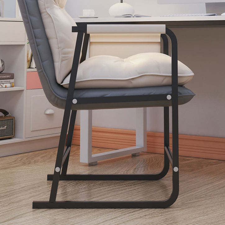 Minimalist Rectangular Leather Steel Armchair