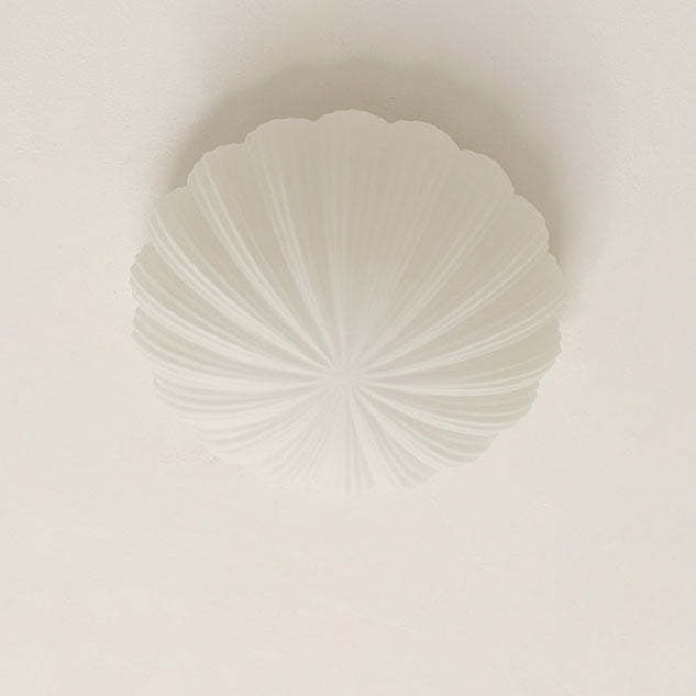 Modern French Cream Shell Glass LED Flush Mount Light