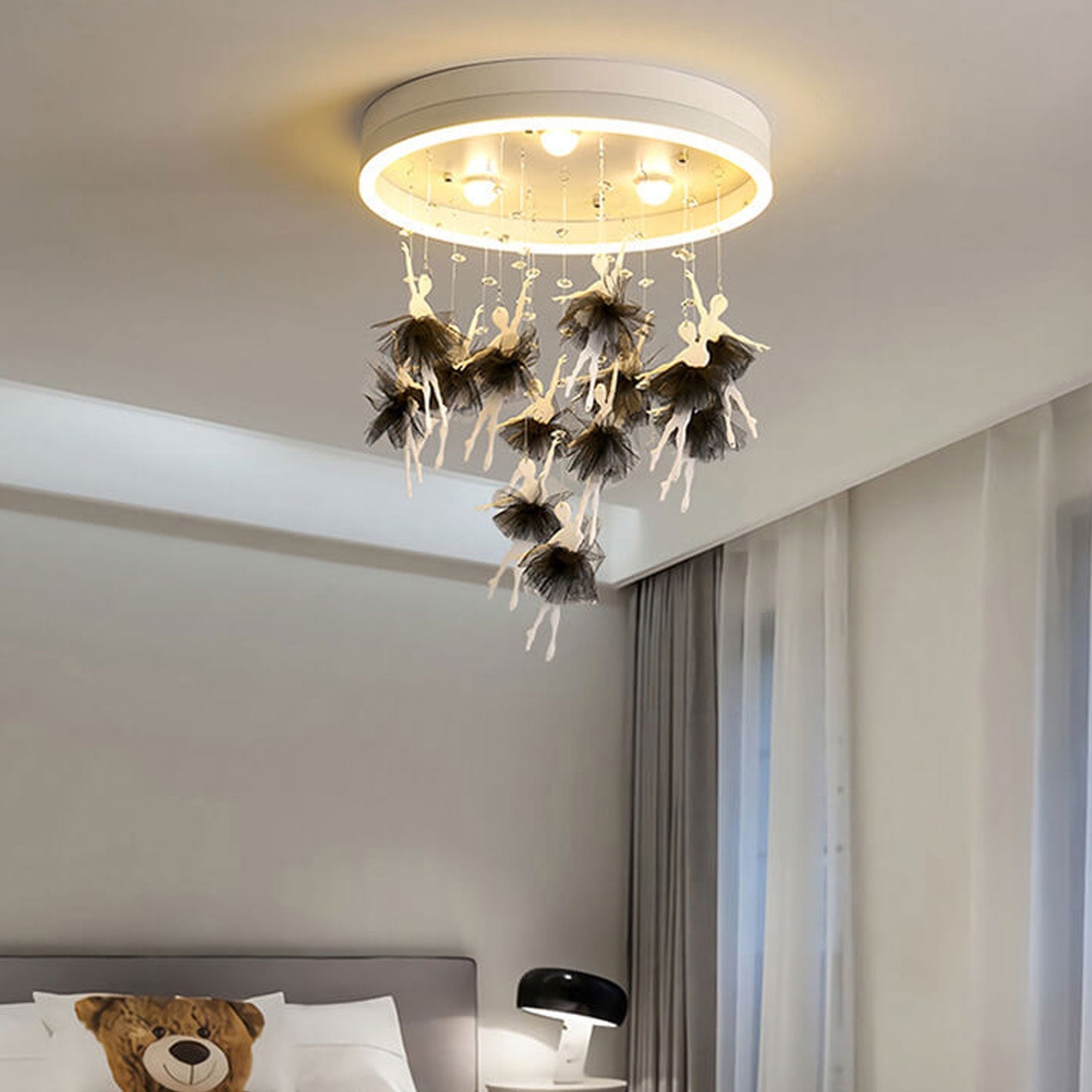 Modern Cartoon Bird Skirt LED Flush Ceiling Light