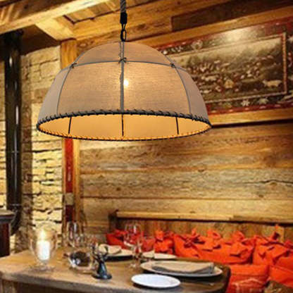 Traditional Rustic Fabric Semicircle Pendant Light