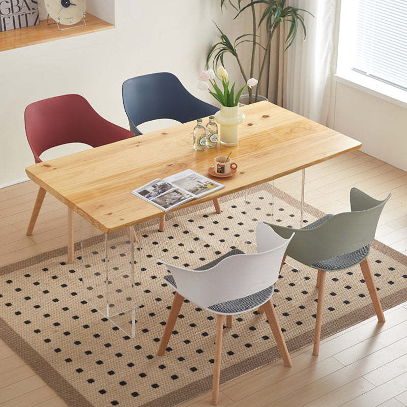 Nordic Curved Plastic Wood-Leg Dining Armchair