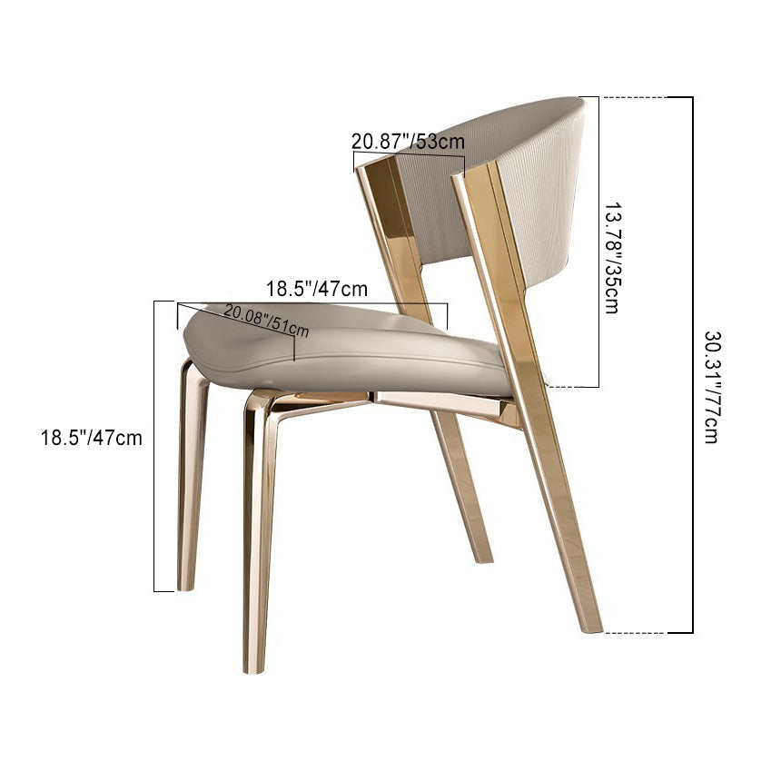 Modern Leather Stainless Steel Dining Chair — Brown