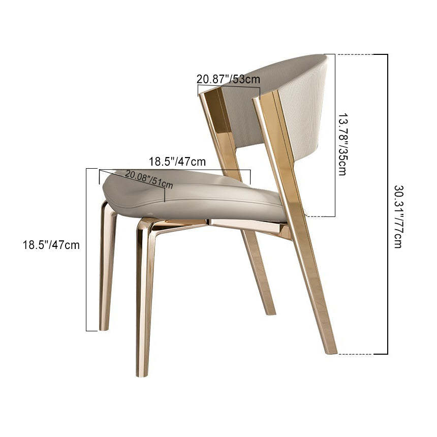 Modern Leather Stainless Steel Dining Chair — Brown