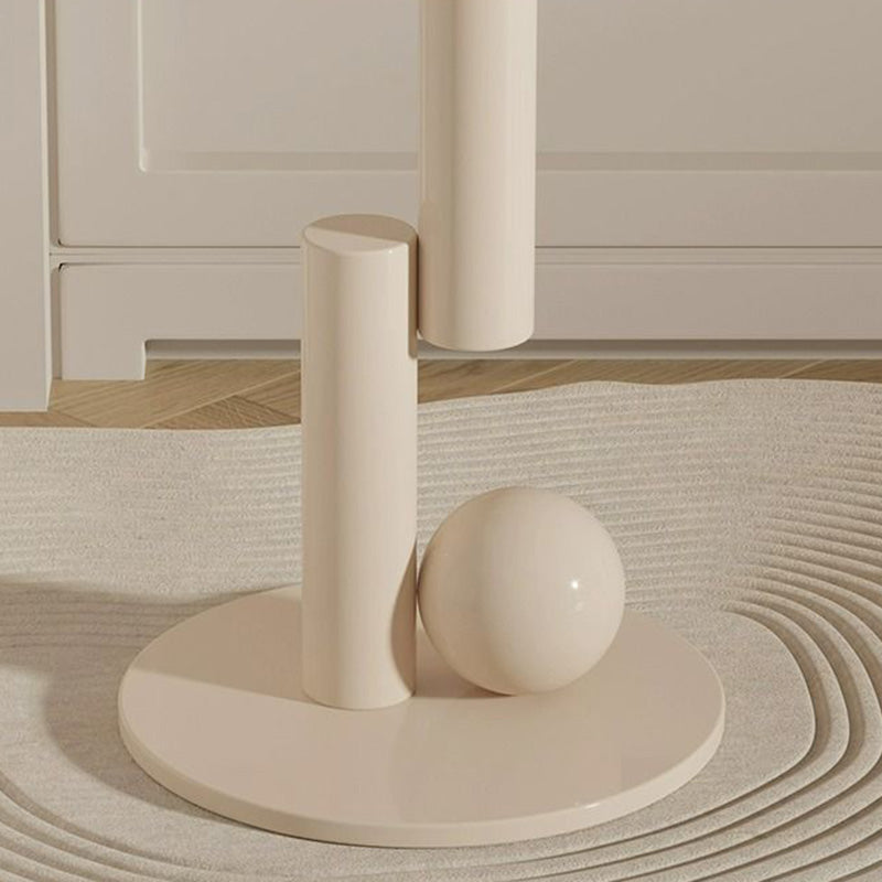 Contemporary Cylinder Orb Rock Slab Steel Coffee Table