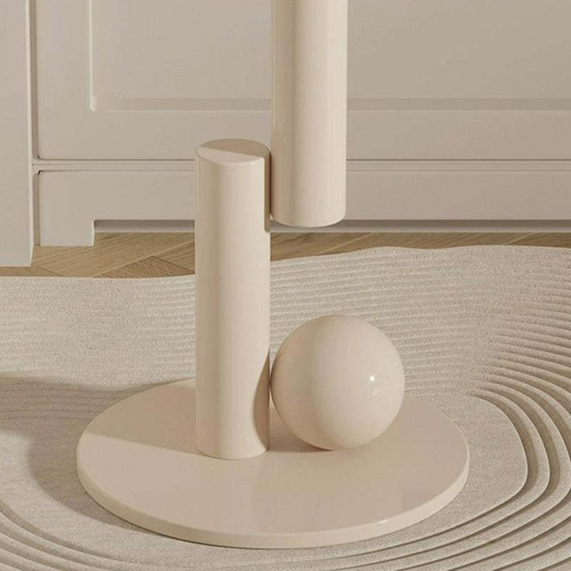 Contemporary Cylinder Orb Rock Slab Steel Coffee Table