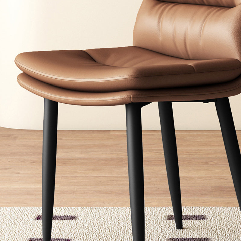 Minimalist Leather Steel Dining Chair — Dark Gray
