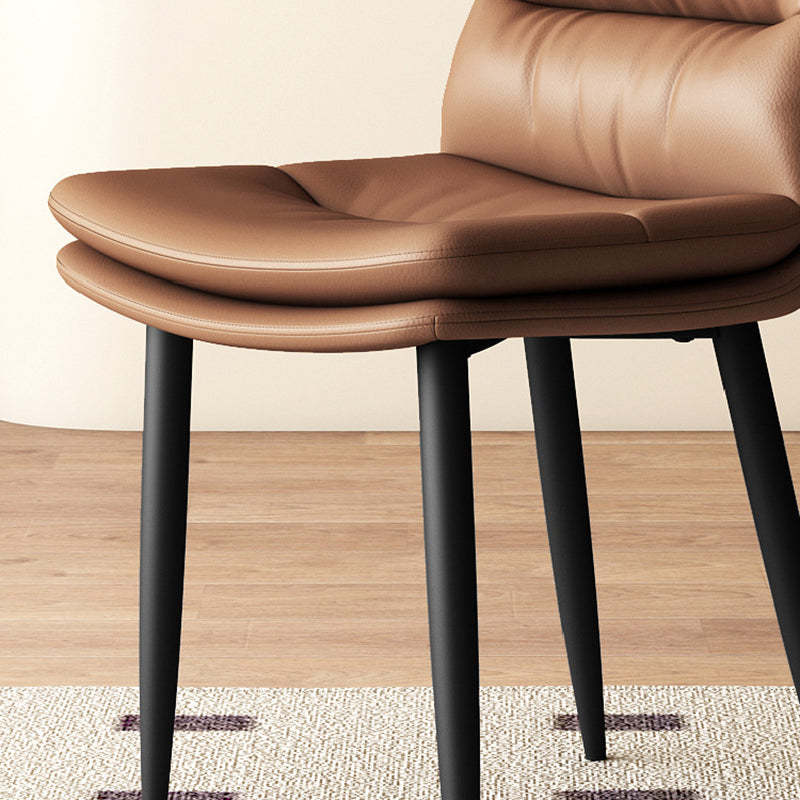 Minimalist Leather Steel Dining Chair — Dark Gray