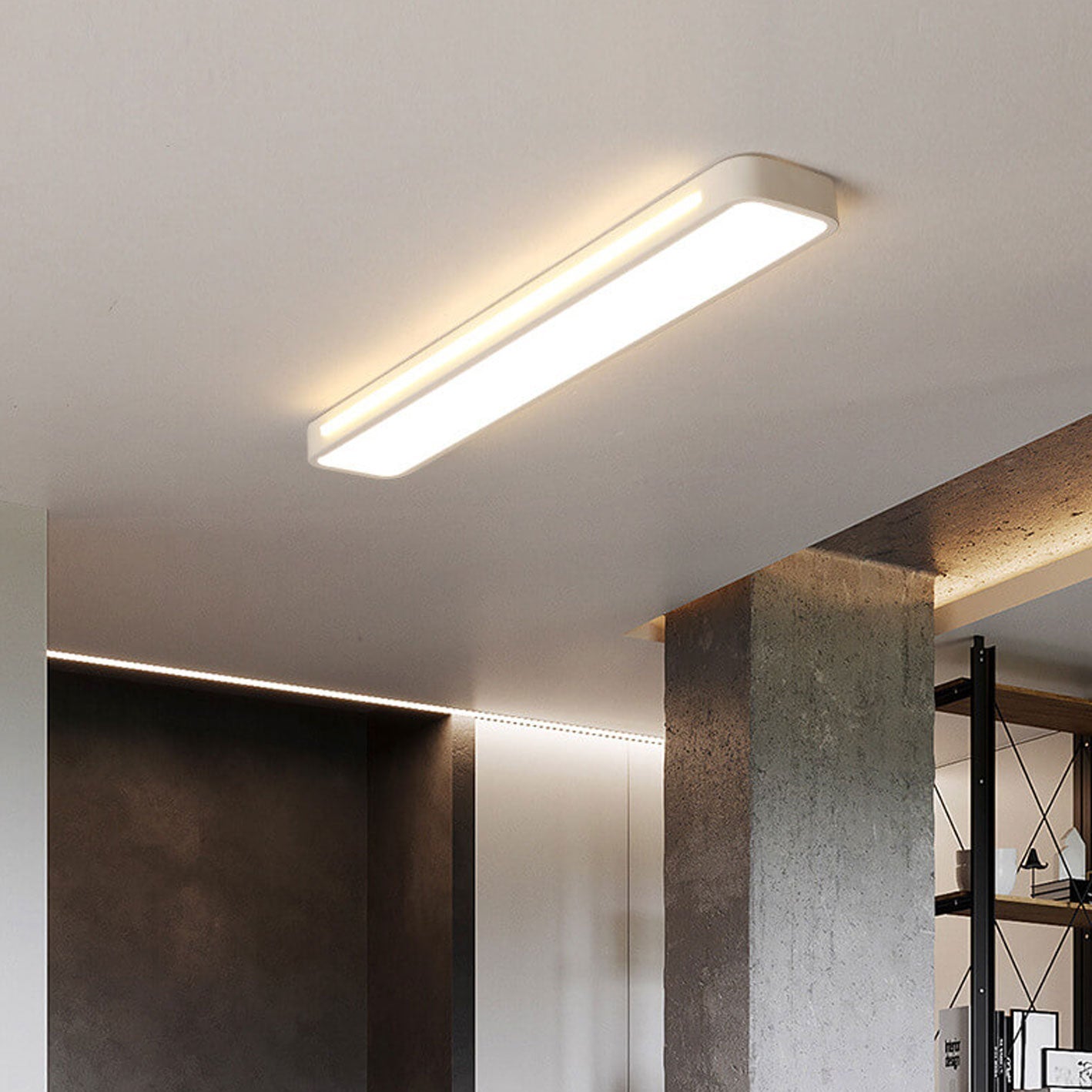 Nordic long black acrylic flush mount lighting, Lighom — Small / Cool White (6000K) / Matte Black