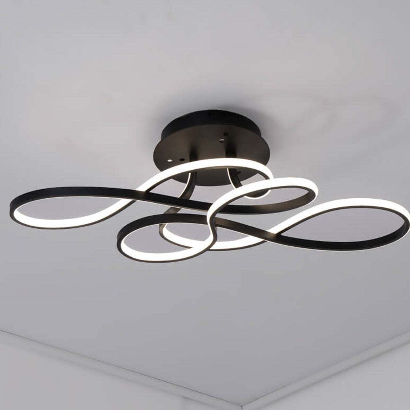 Minimalist Aluminum Acrylic Line LED Flush Mount Light