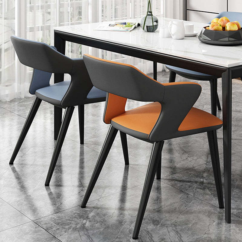 Scandinavian Leather Fabric Wing Dining Chair