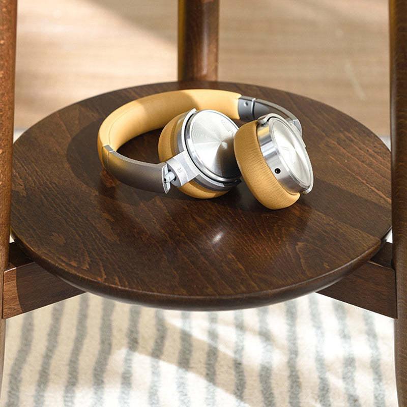 Scandinavian Round Wood 1-Shelf Side Table