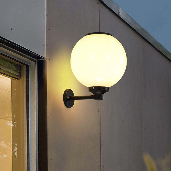 Modern Outdoor Solar Round Ball LED Wall Sconce