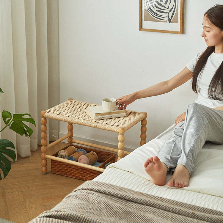 Vintage Wood Kraft Rope Coffee Table