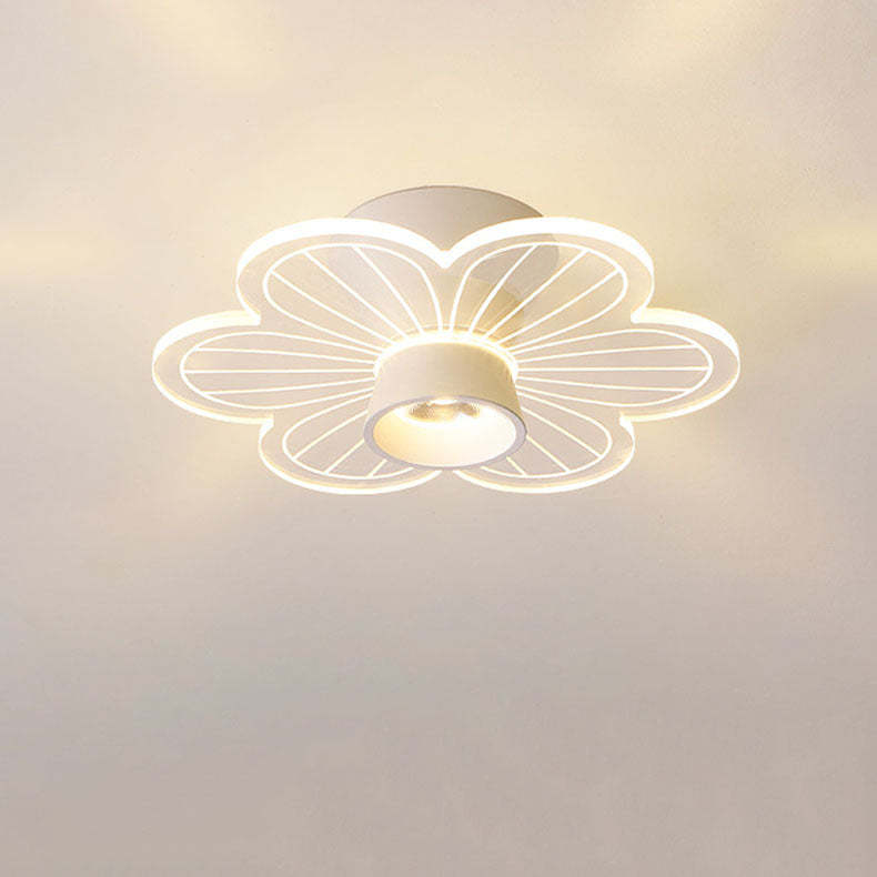 Round Rose Flower Iron Acrylic LED Flush Ceiling Light