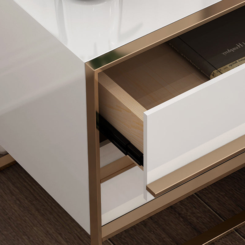 Modern Cubic Solid Wood Steel Nightstand