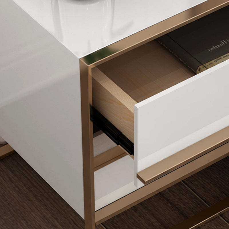 Modern Cubic Solid Wood Steel Nightstand