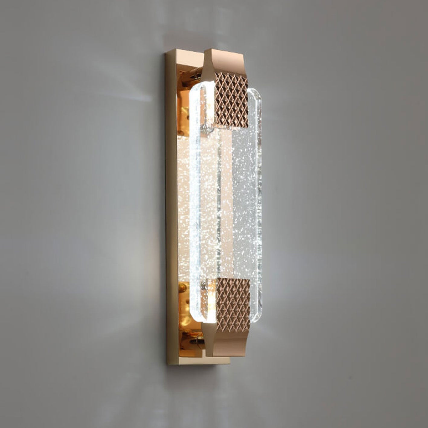European Rectangular Bubble Crystal LED Sconce — 110V-120V For US/CA / Neutral Light (4000K)