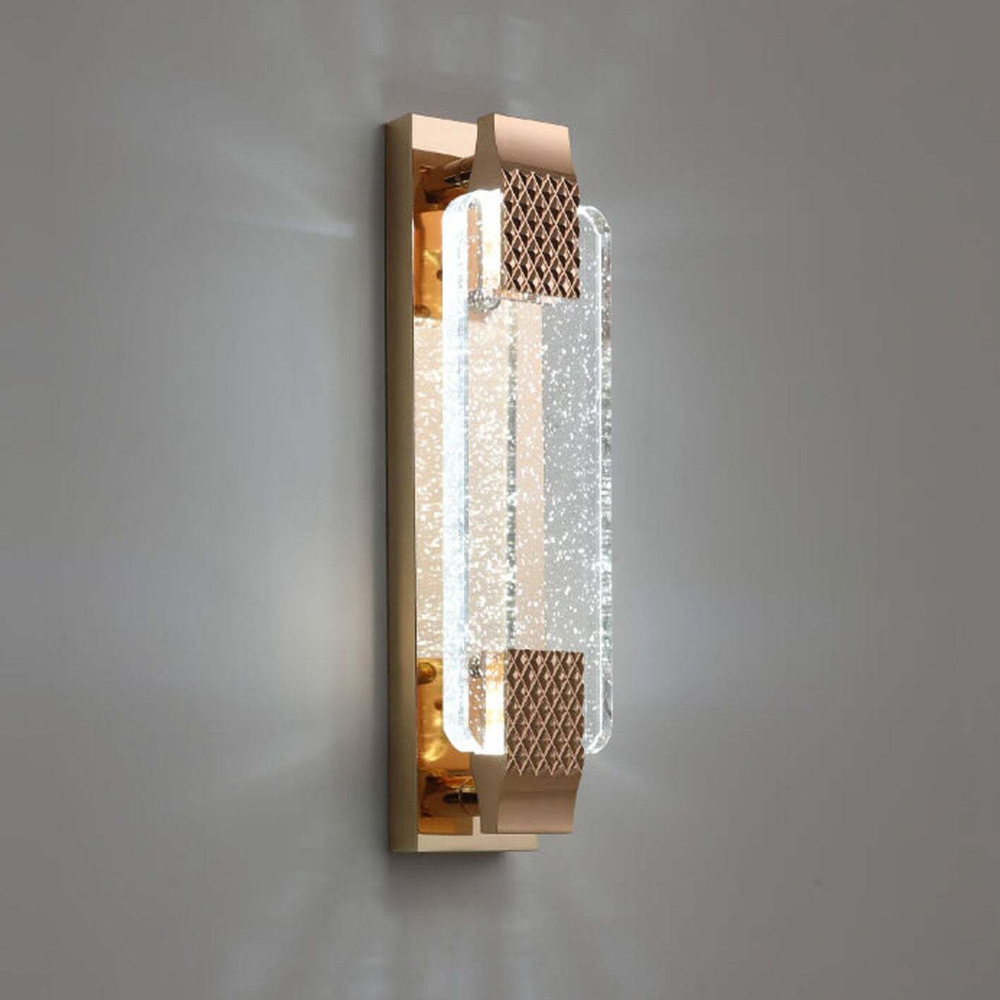 European Rectangular Bubble Crystal LED Sconce — 110V-120V For US/CA / Neutral Light (4000K)